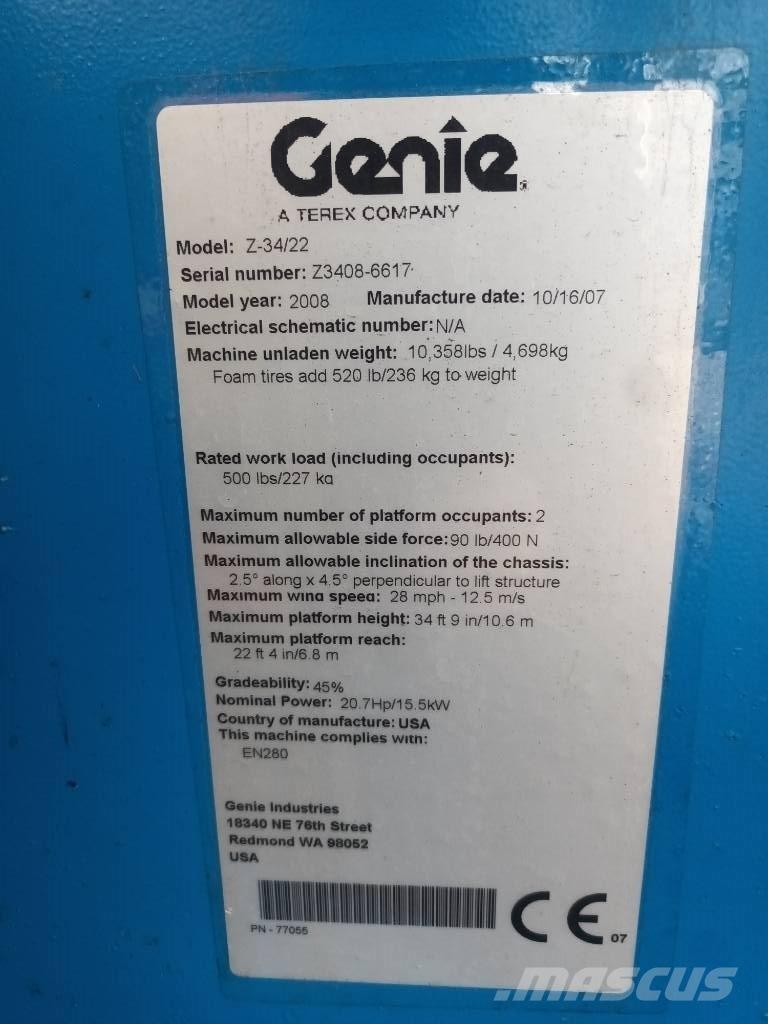 Genie Z 34/22 Iseliikuvad poomtõstukid