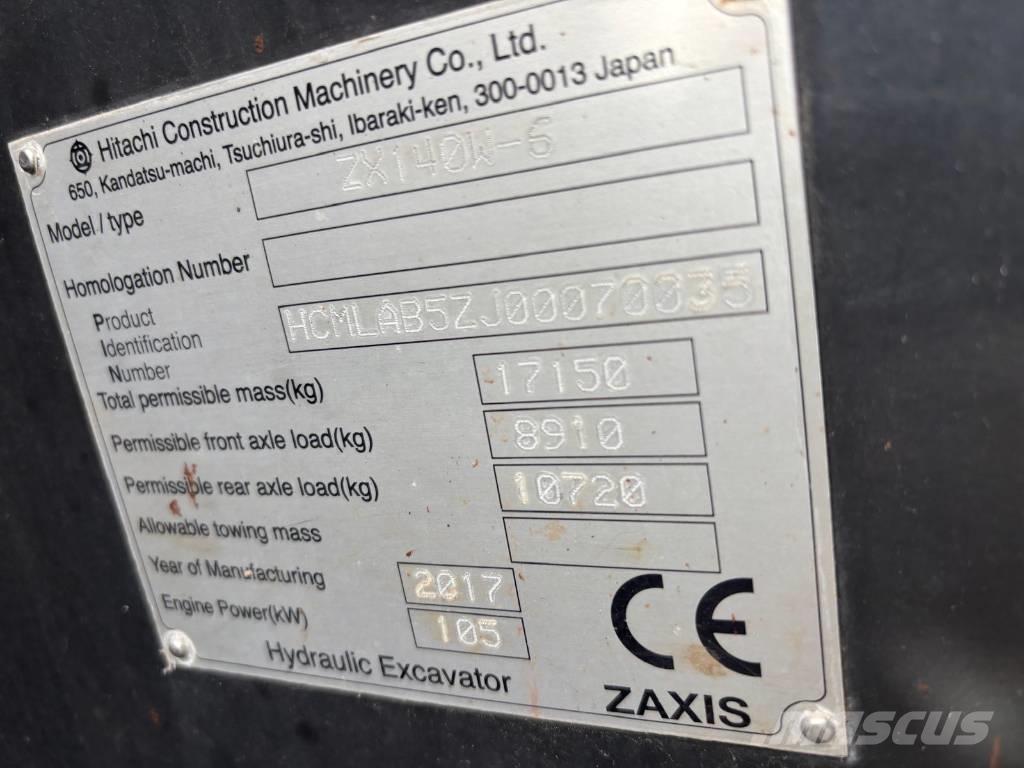 Hitachi ZX 140 W-6 Ratasekskavaatorid