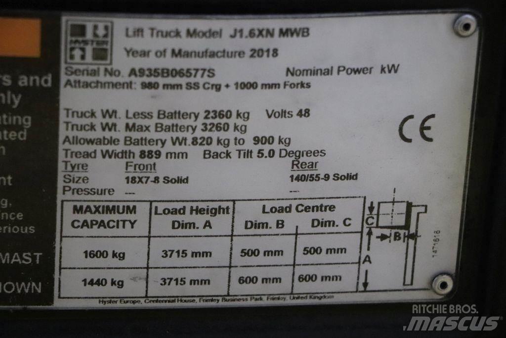 Hyster J1.6XN Elektritõstukid