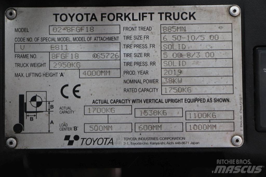 Toyota 02-8FGF18 Gaasitõstukid