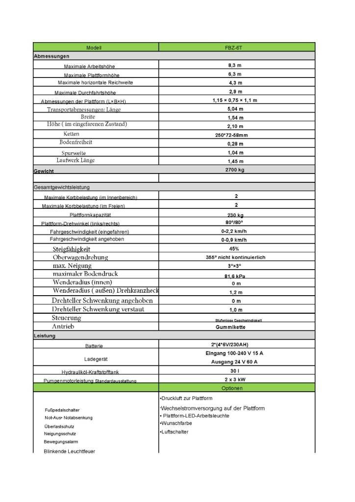 Fronteq FBZ-6T Muud tõstukid ja platvormid