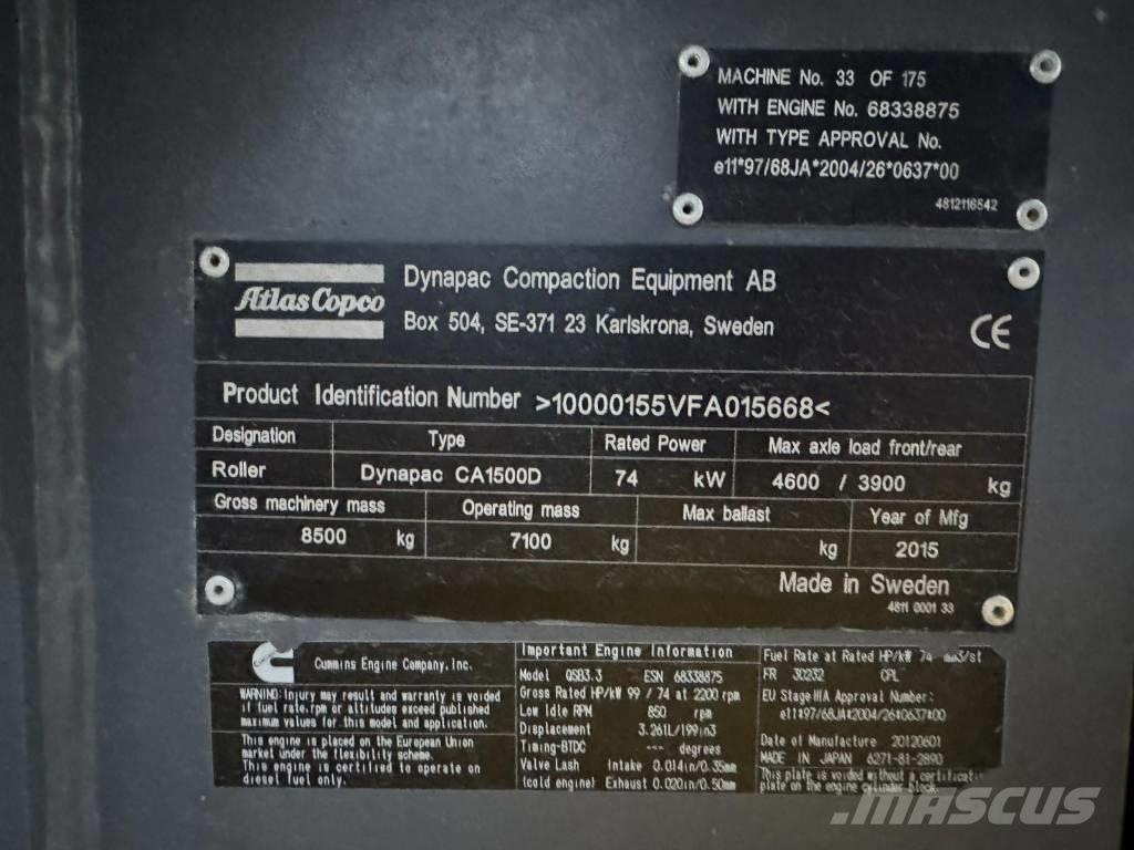 Dynapack CA1500D Ühe trumliga rullid