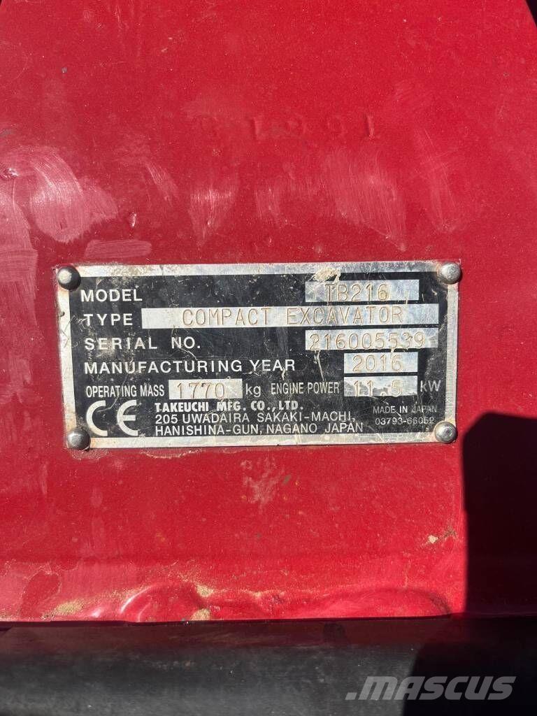 Takeuchi TB216 Miniekskavaatorid < 7 t
