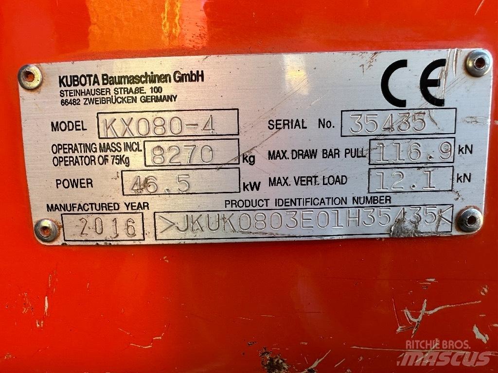 Kubota KX 080-4 Miniekskavaatorid < 7 t