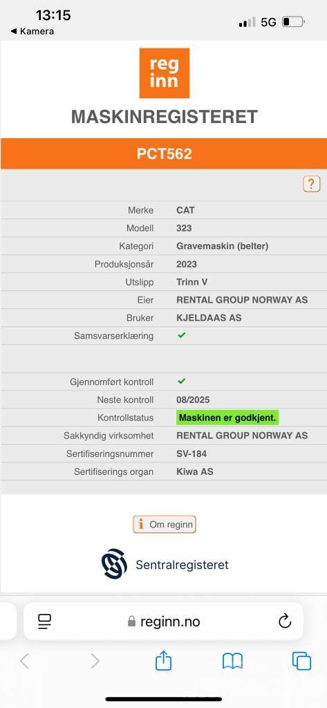 CAT 323 SLR Pika noolega ekskavaatorid