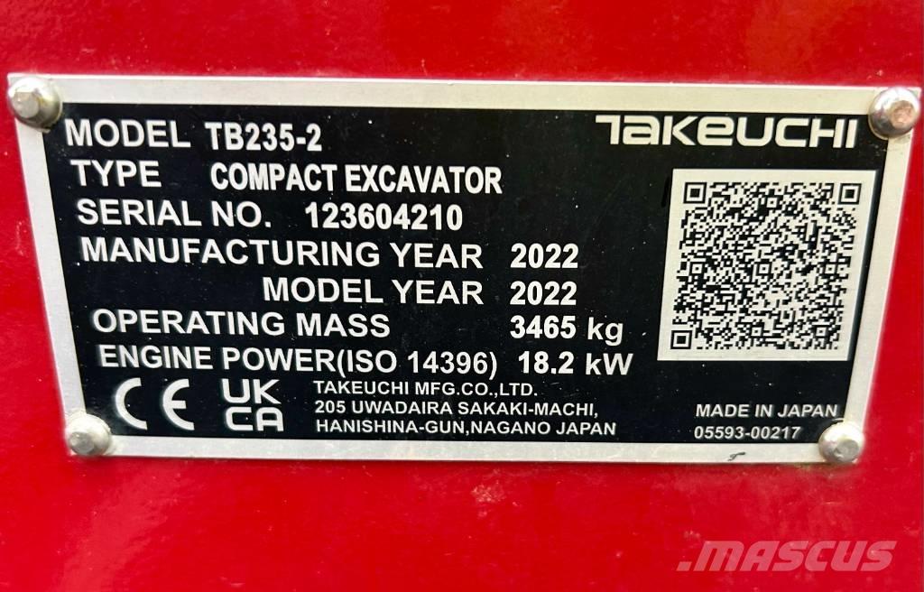 Takeuchi TB 235-2 V3 Miniekskavaatorid < 7 t
