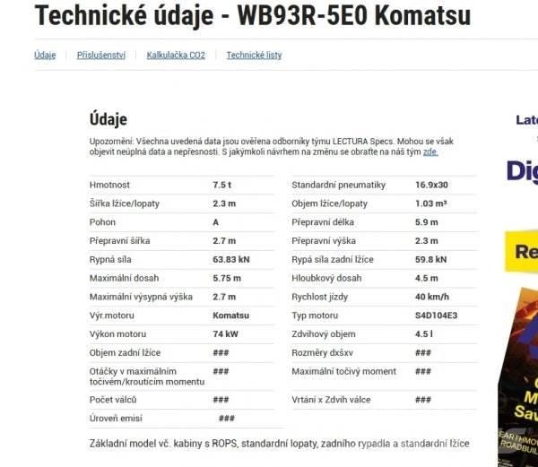 Komatsu WB 93 R Ekskavaatorlaadurid