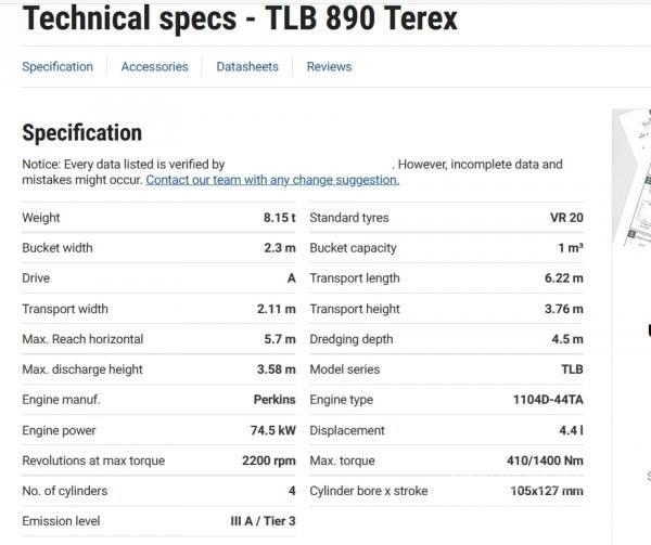Terex TLB 890 Ekskavaatorlaadurid