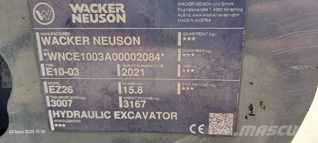 Wacker Neuson EZ 26 Roomikekskavaatorid
