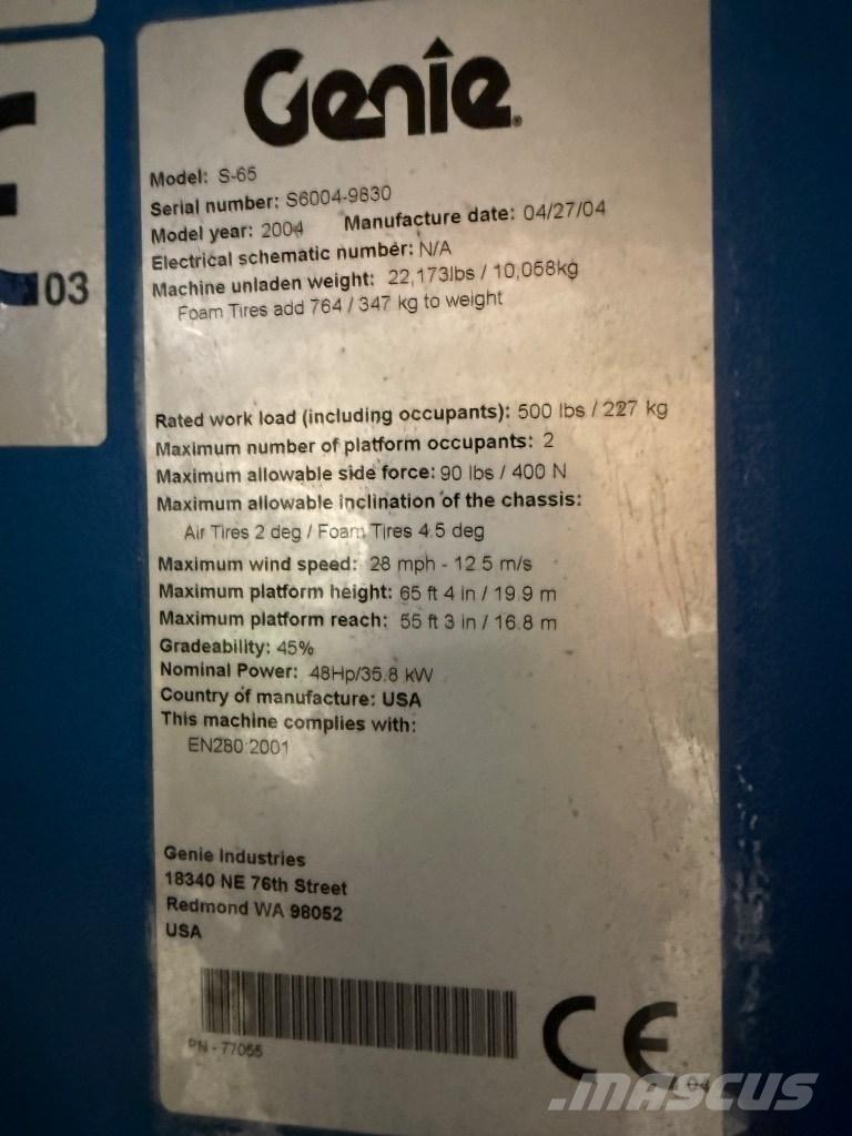 Genie S 65 Iseliikuvad poomtõstukid