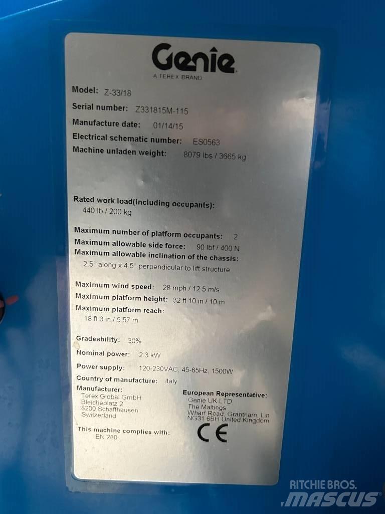 Genie Z 33/18 Iseliikuvad poomtõstukid