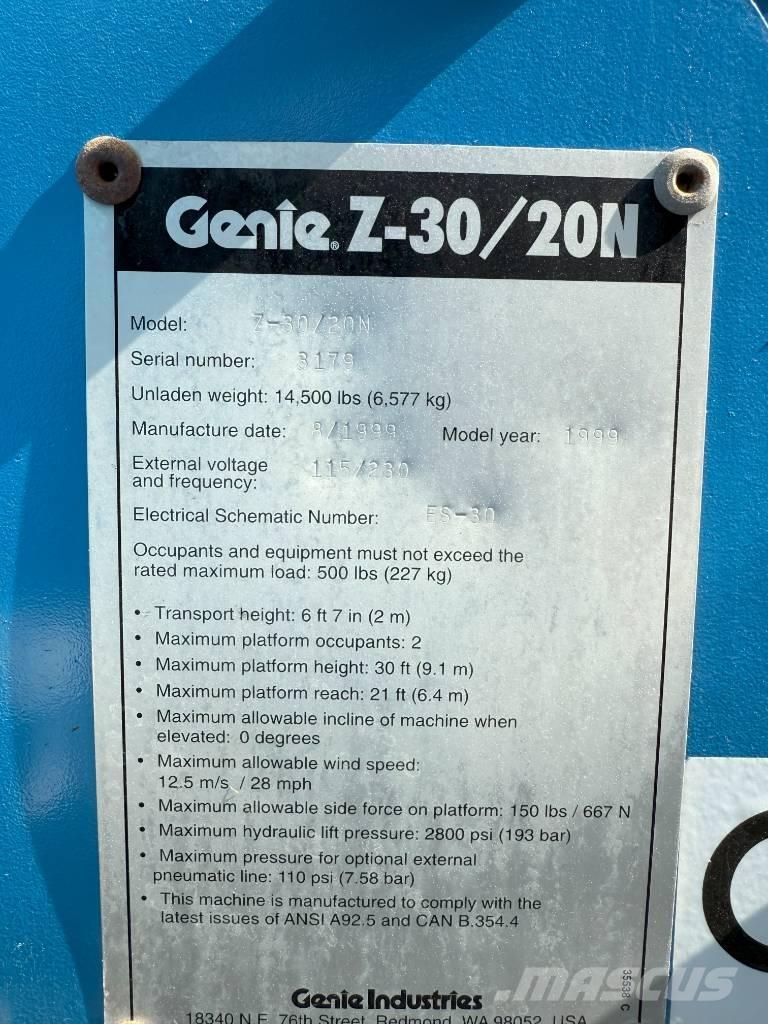 Genie Z 30/20 Iseliikuvad poomtõstukid