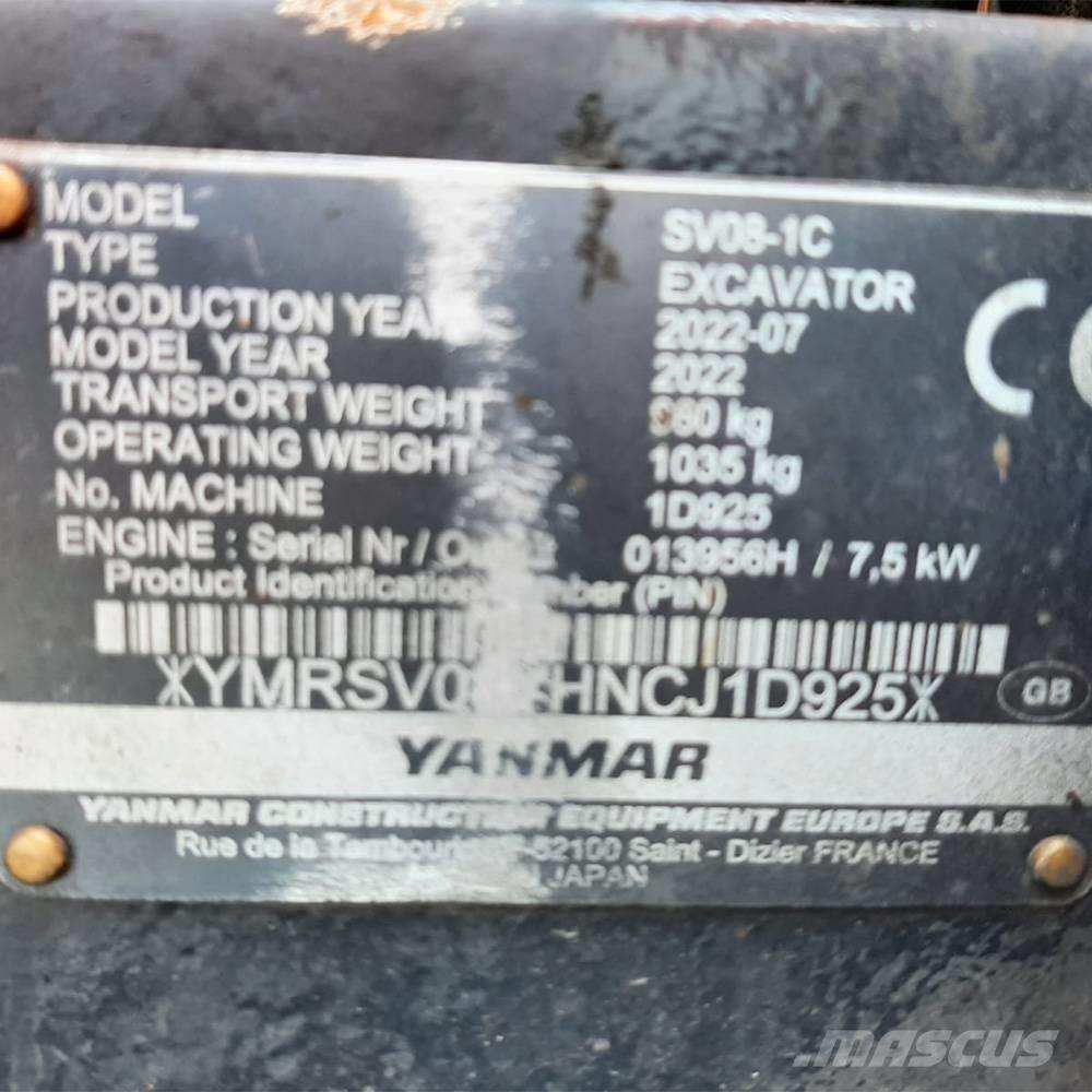 Yanmar SV 08 Miniekskavaatorid < 7 t