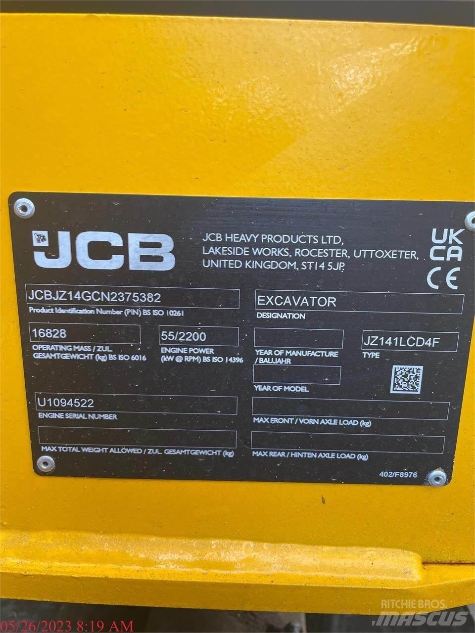 JCB JZ141 LC Roomikekskavaatorid
