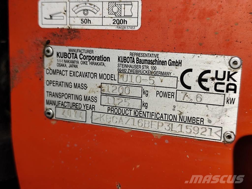 Kubota U 10-5 Miniekskavaatorid < 7 t