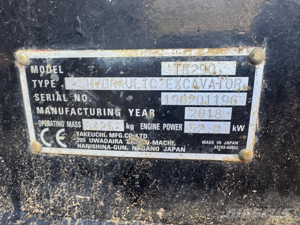 Takeuchi TB 290 Väikeekskavaatorid 7t-12t