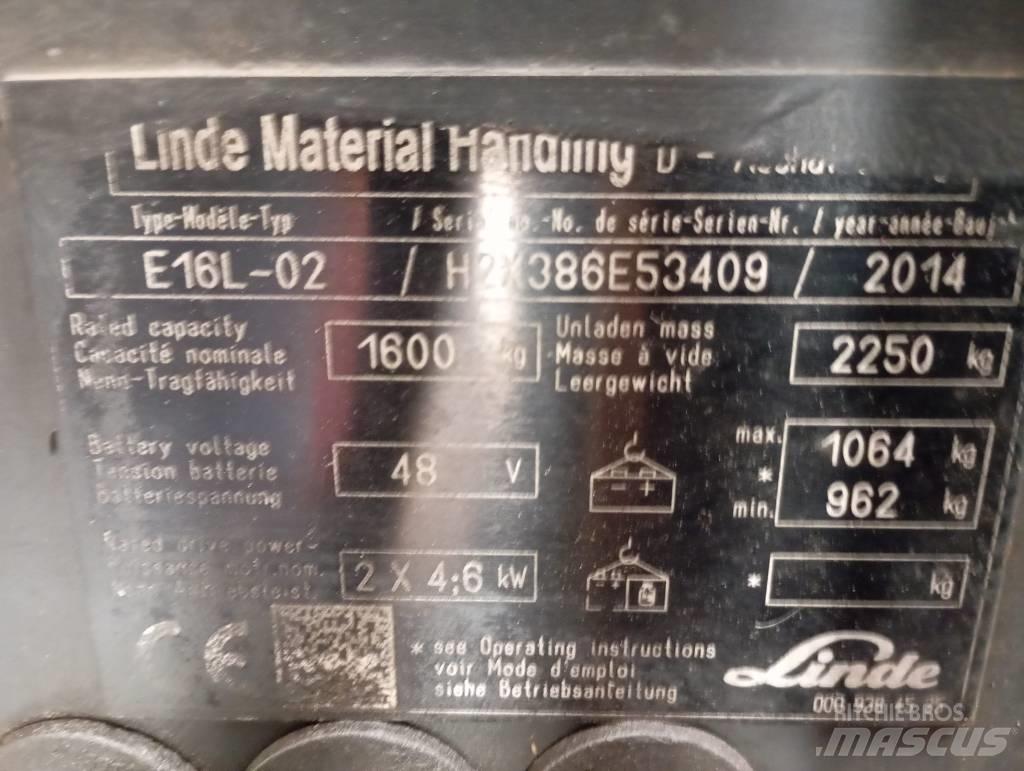 Linde E 16 Elektritõstukid