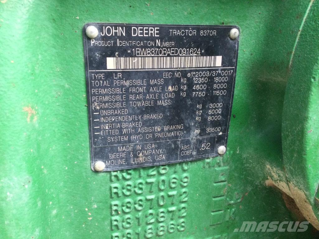 John Deere 8370R Traktorid