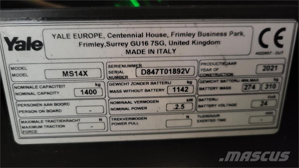 Yale MS14X-IL Platvormiga virnastajad