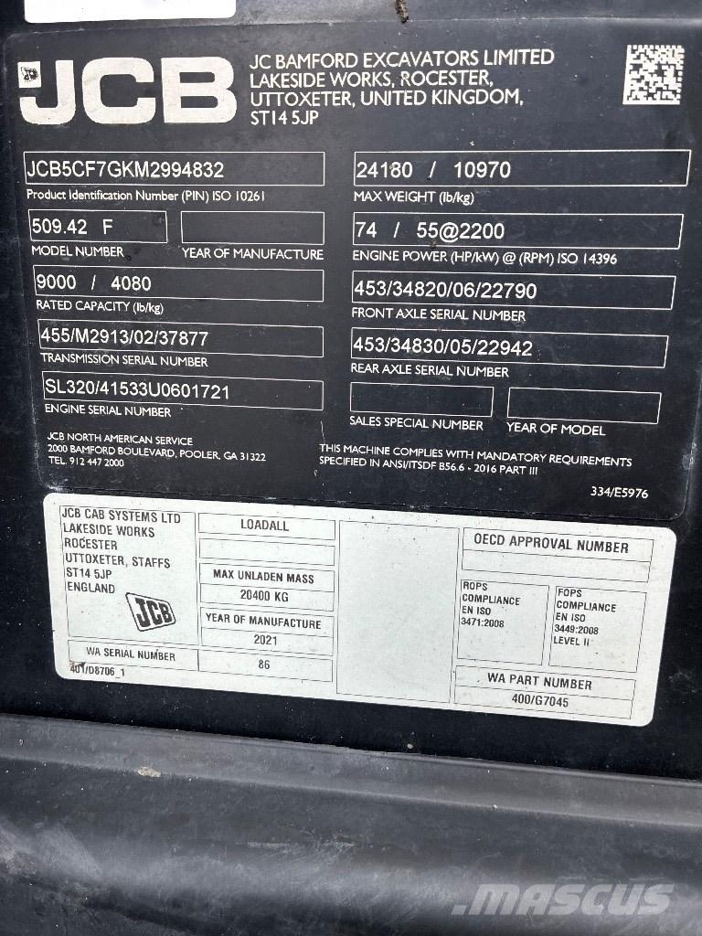 JCB 509-42 Teleskooplaadurid