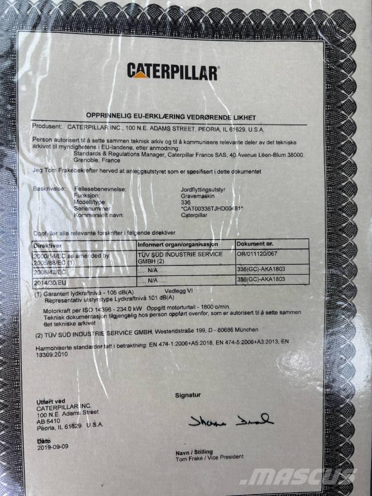 CAT 336 Roomikekskavaatorid