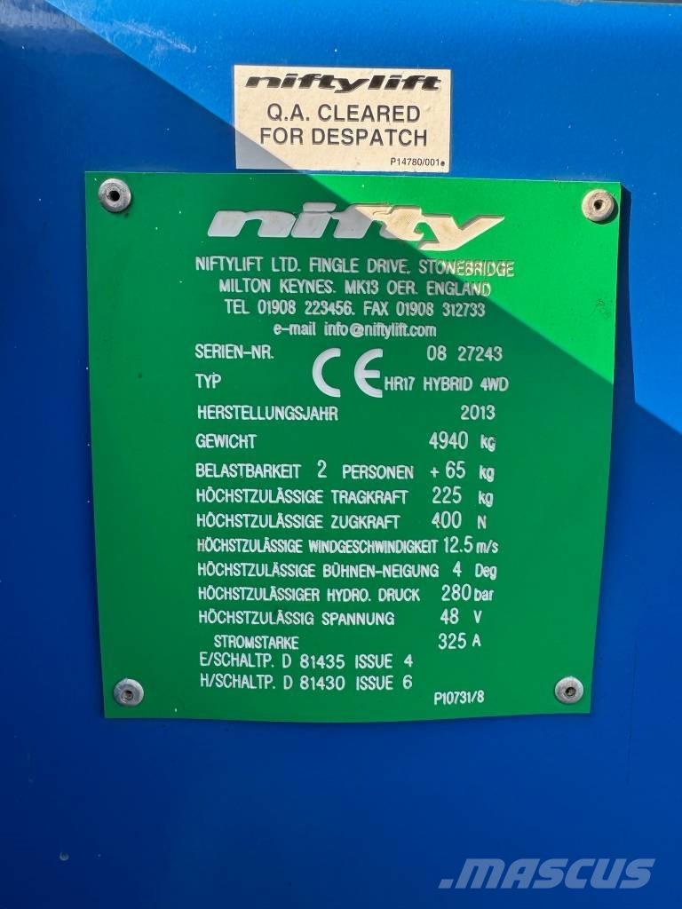 Niftylift HR 17 D E Iseliikuvad poomtõstukid