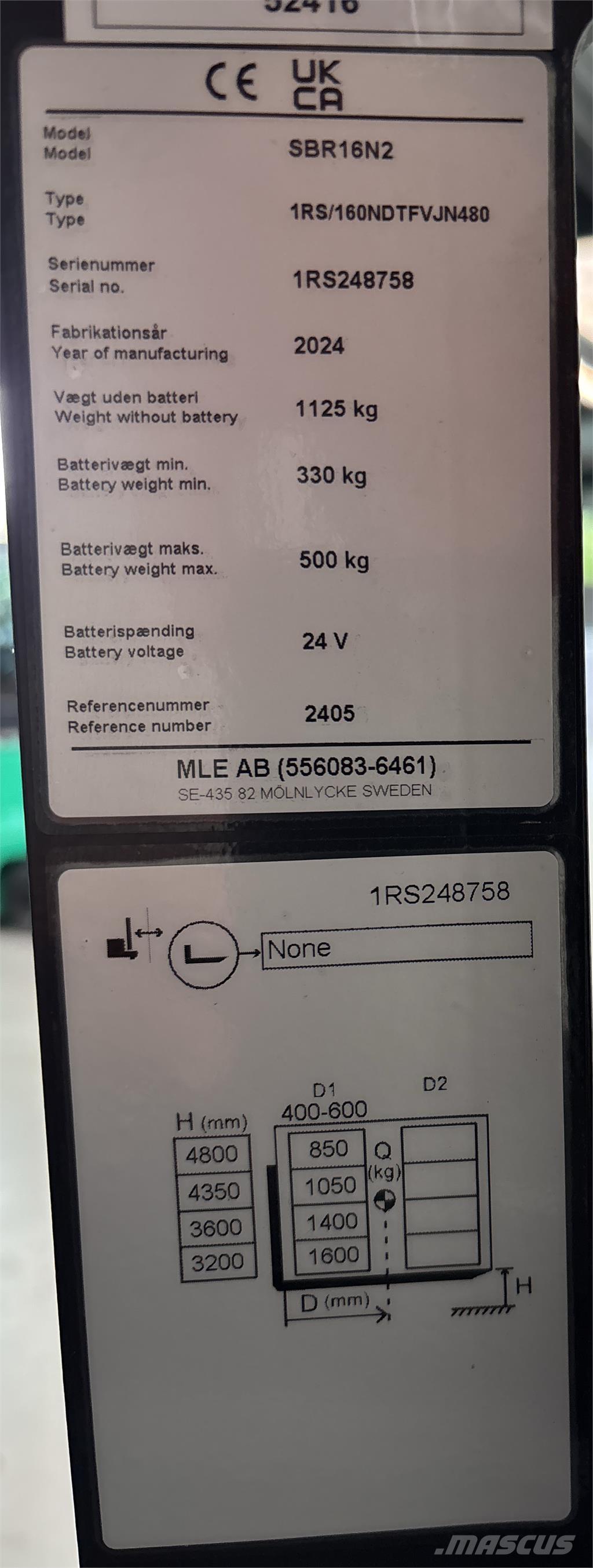 Mitsubishi SBR16N2 Platvormiga virnastajad