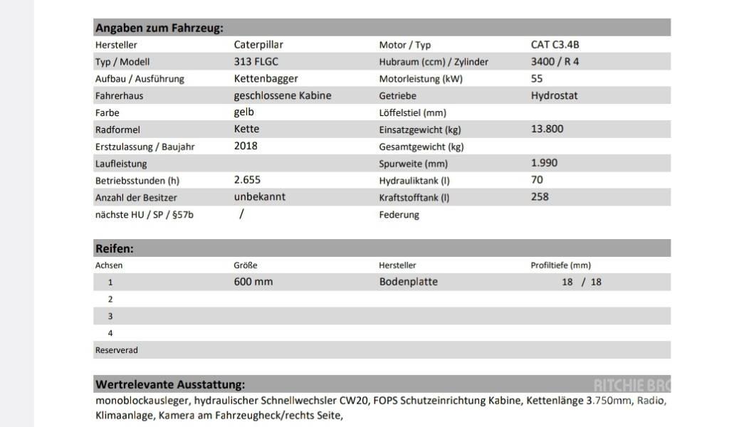CAT 313 F LGC Roomikekskavaatorid