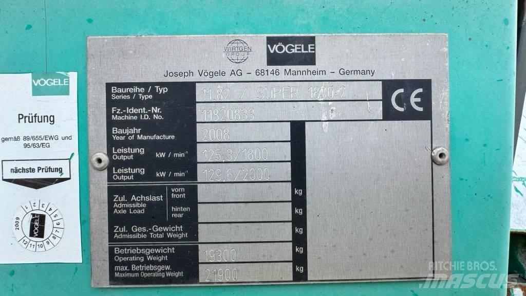 Vögele Super 1800-2 Asfaldilaoturid