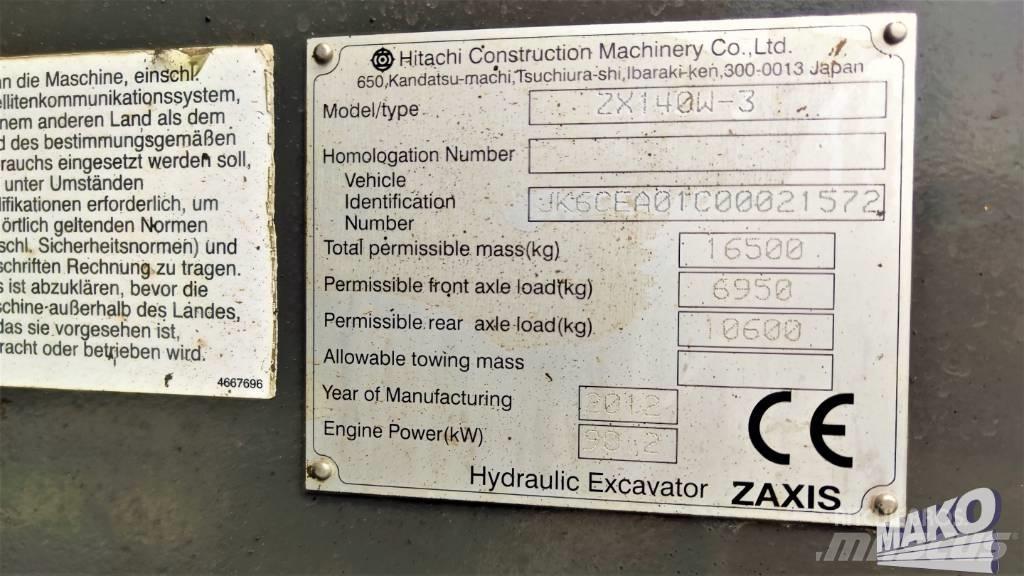 Hitachi ZX 140 W-3 Ratasekskavaatorid