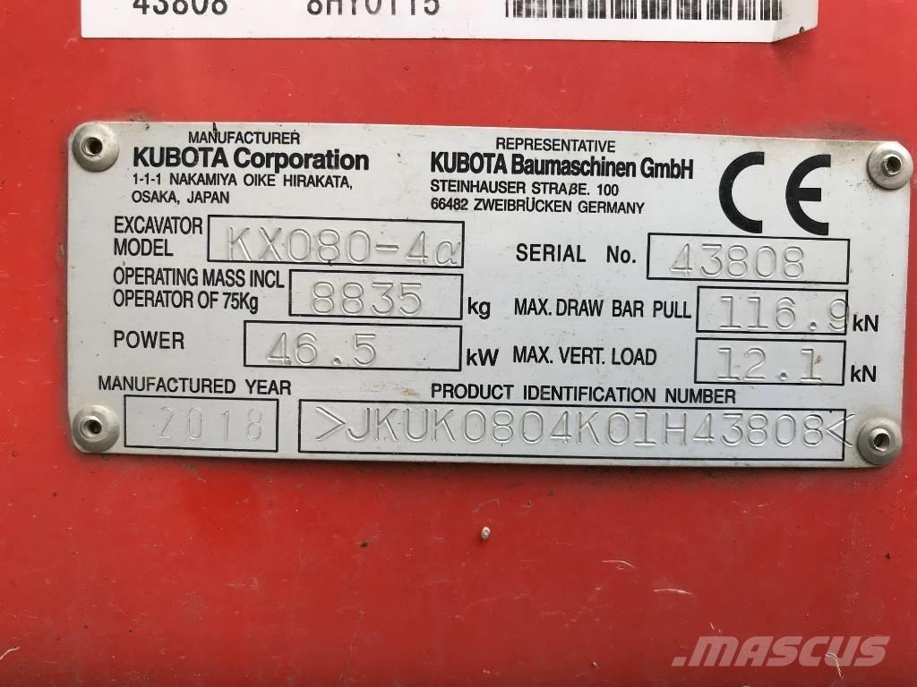 Kubota KX 080-4 Väikeekskavaatorid 7t-12t