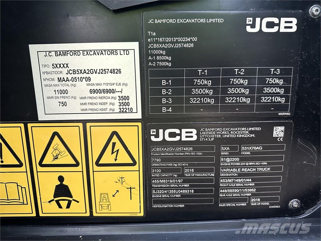 JCB 531-70 Agri Põllumajanduslikud teleskoopkäitlejad