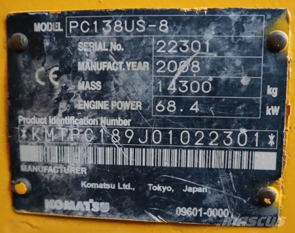 Komatsu PC138US-8 Roomikekskavaatorid