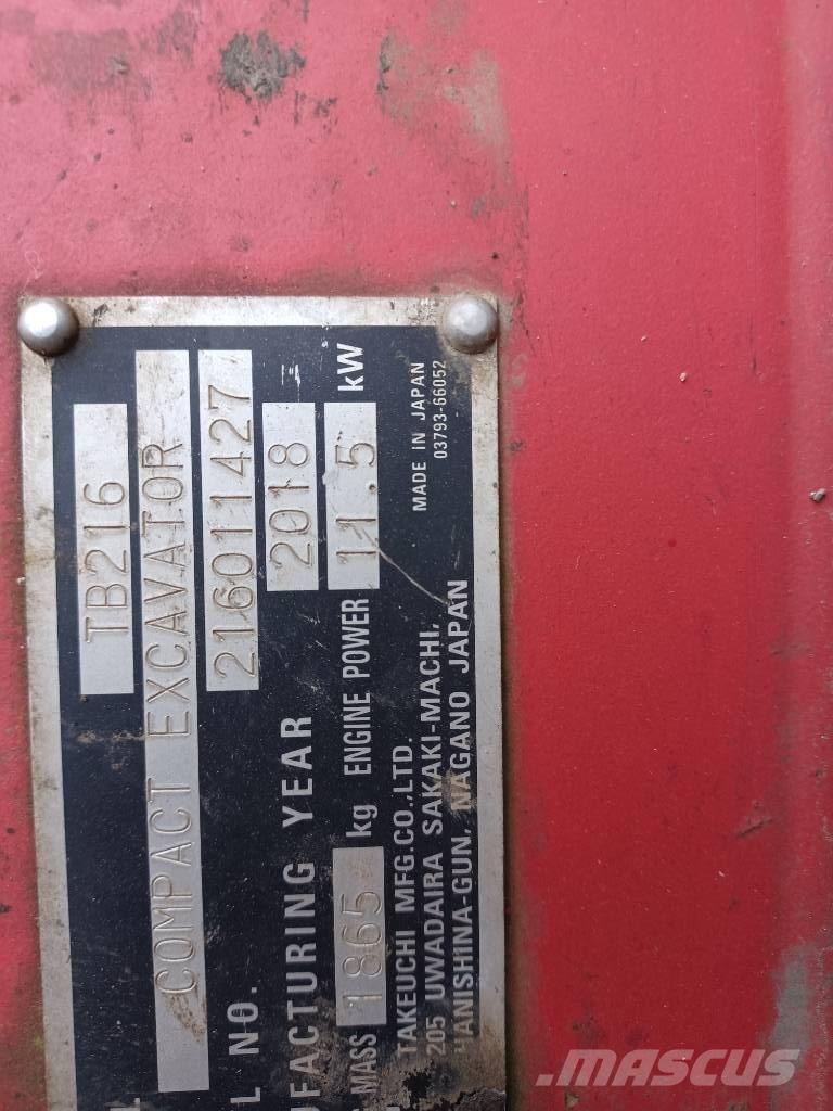Takeuchi TB 216 Miniekskavaatorid < 7 t