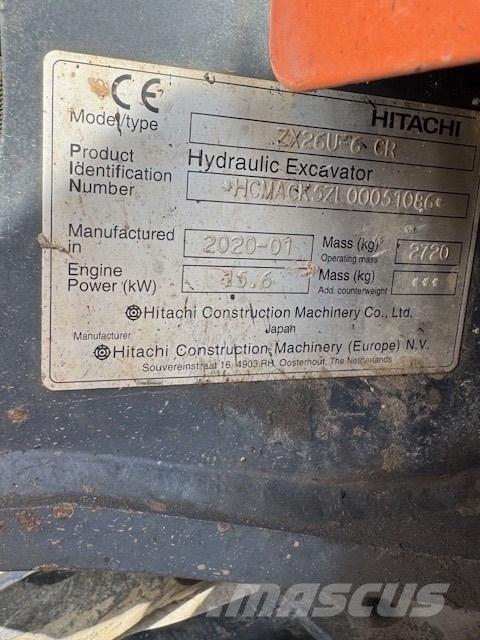 Hitachi ZX 26 U-6 CR Miniekskavaatorid < 7 t