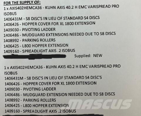 Kuhn Axis 40.2 HEMC Väetisekülvikud pihustiga