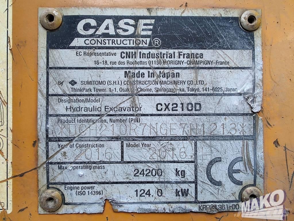 CASE CX 210 D Roomikekskavaatorid