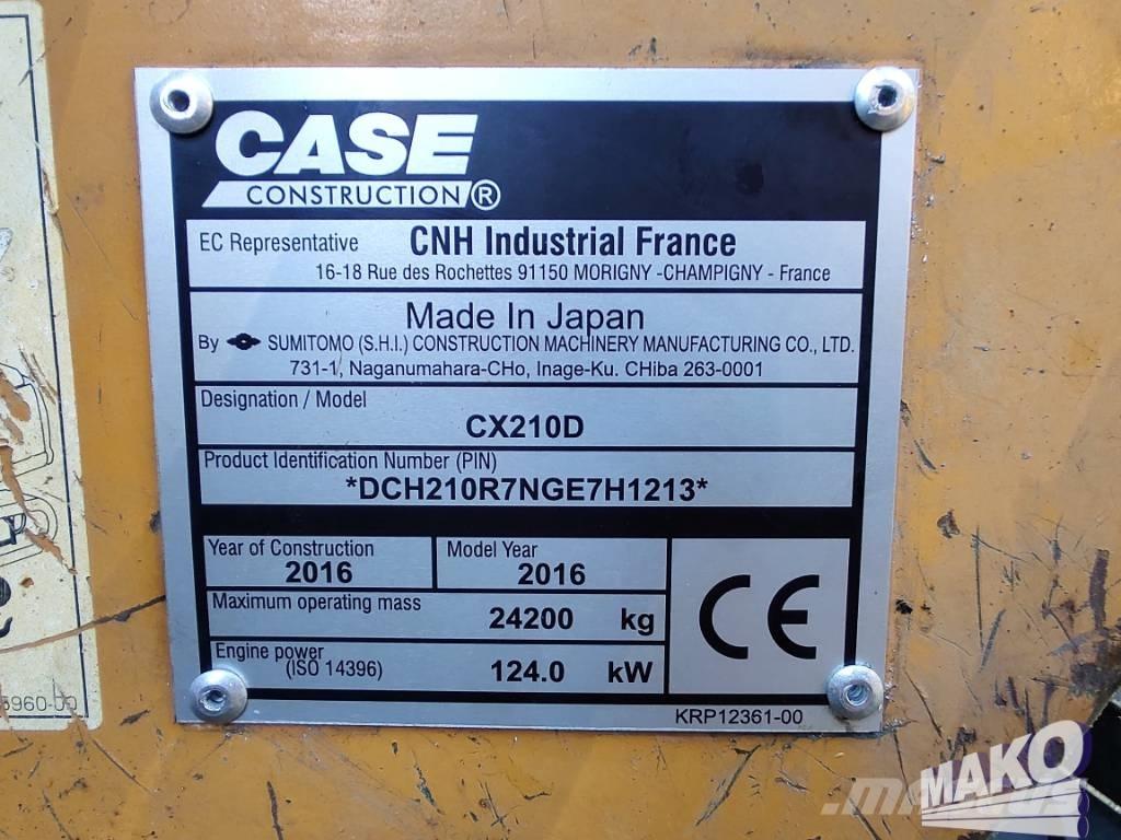 CASE CX 210 D Roomikekskavaatorid