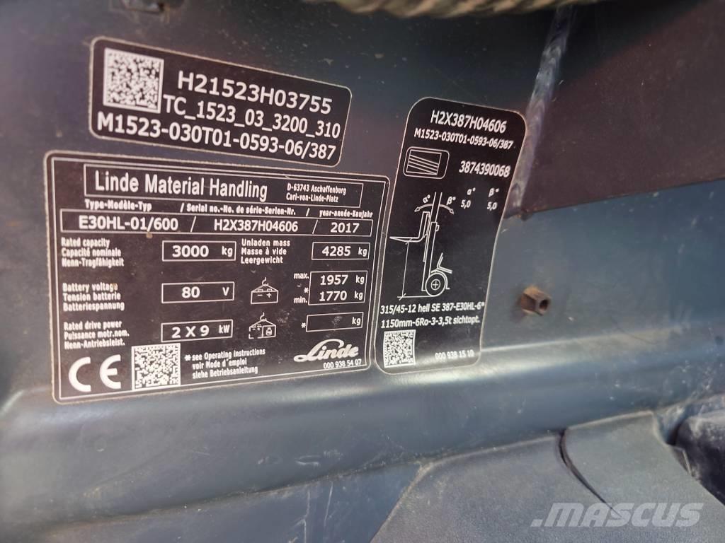 Linde E30/600HL/387 Elektritõstukid