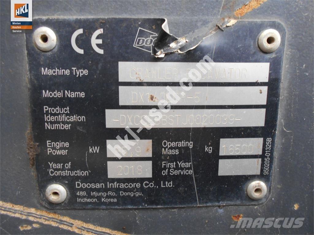 Doosan DX 140 LCR-5 Roomikekskavaatorid