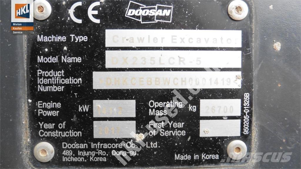 Doosan DX 235 LCR-5 Roomikekskavaatorid