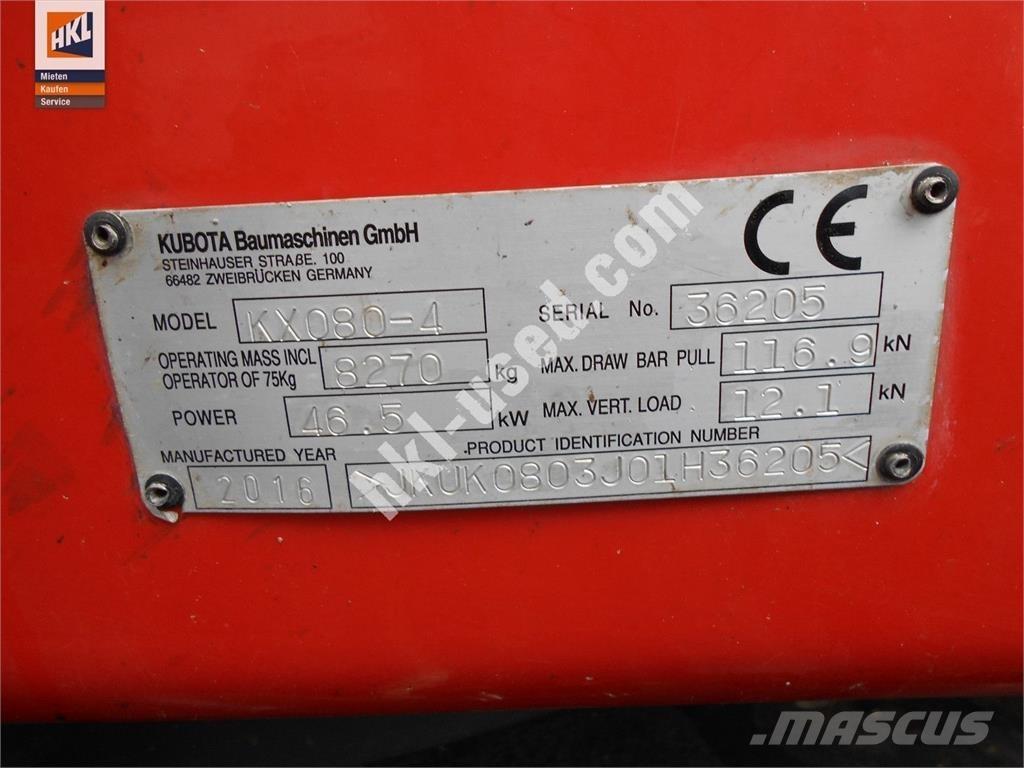 Kubota KX 080-4 Miniekskavaatorid < 7 t
