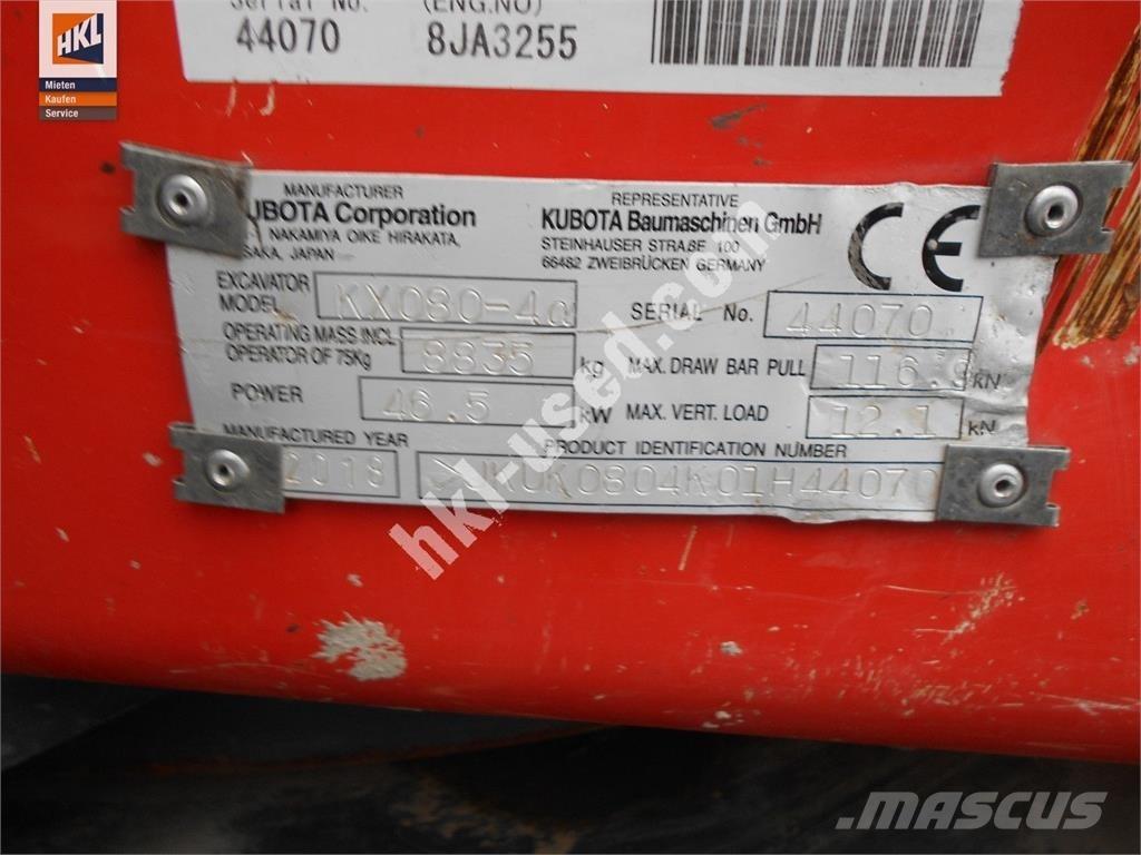 Kubota KX 080-4 Miniekskavaatorid < 7 t
