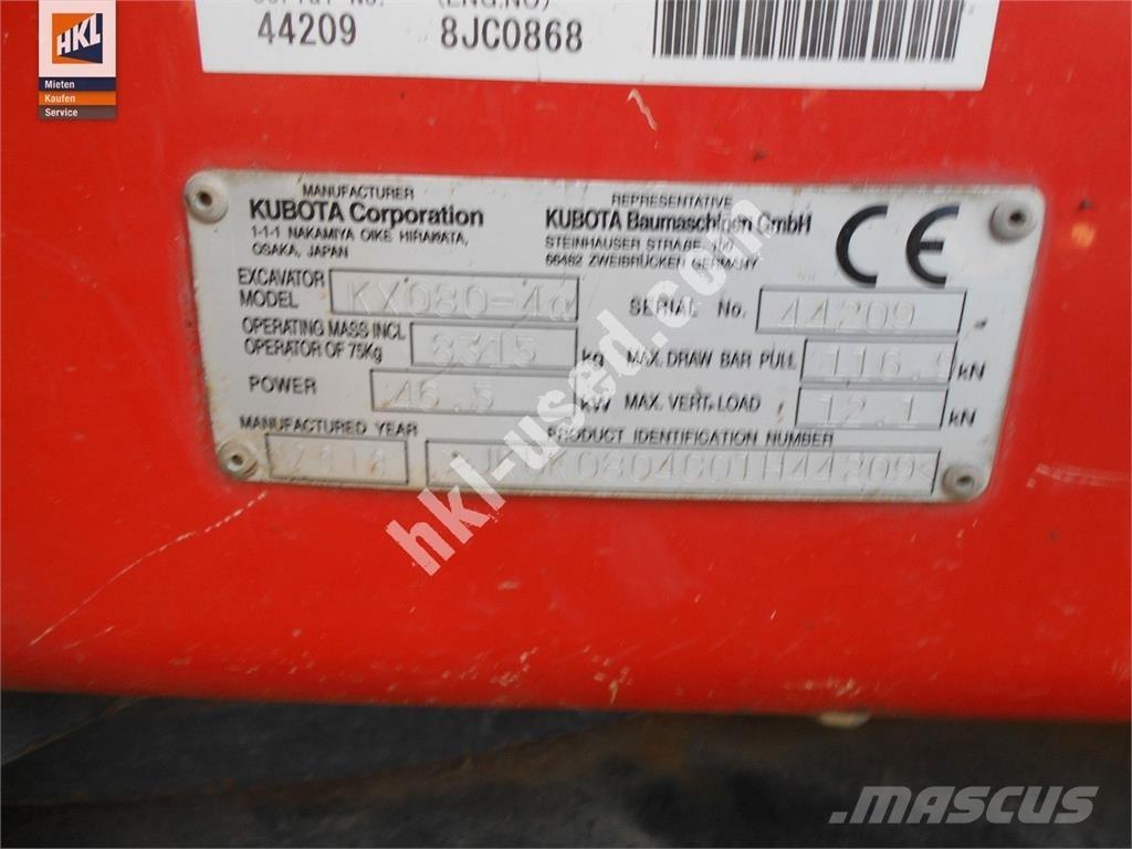 Kubota KX 080-4 Miniekskavaatorid < 7 t