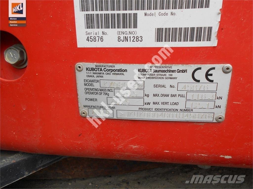 Kubota KX 080-4 Miniekskavaatorid < 7 t