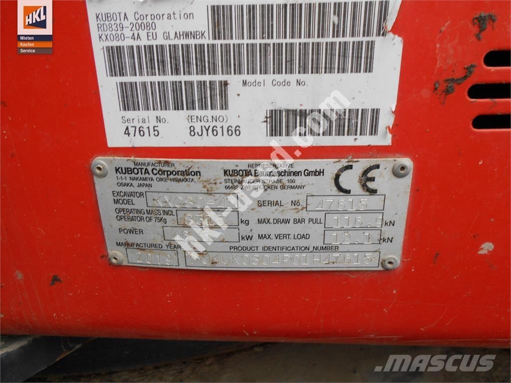 Kubota KX 080-4 Miniekskavaatorid < 7 t