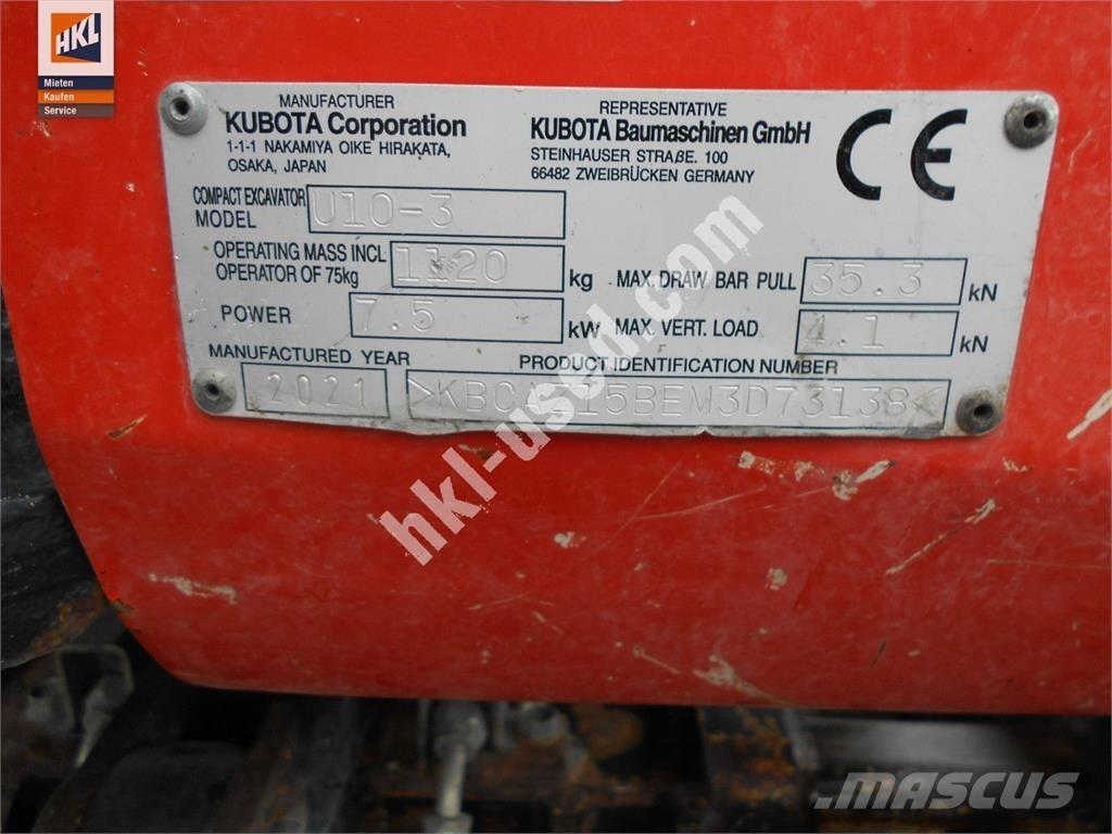 Kubota U 10-3 Miniekskavaatorid < 7 t