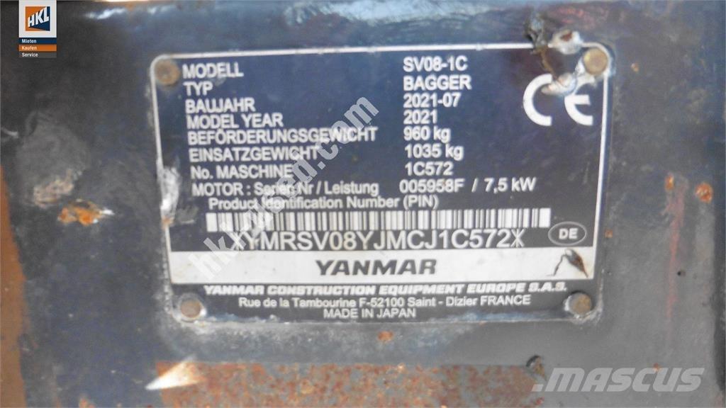 Yanmar SV 08-1C Miniekskavaatorid < 7 t
