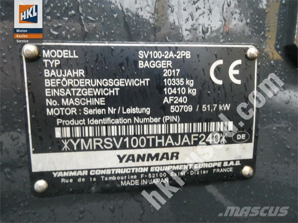 Yanmar SV 100-2PB Miniekskavaatorid < 7 t