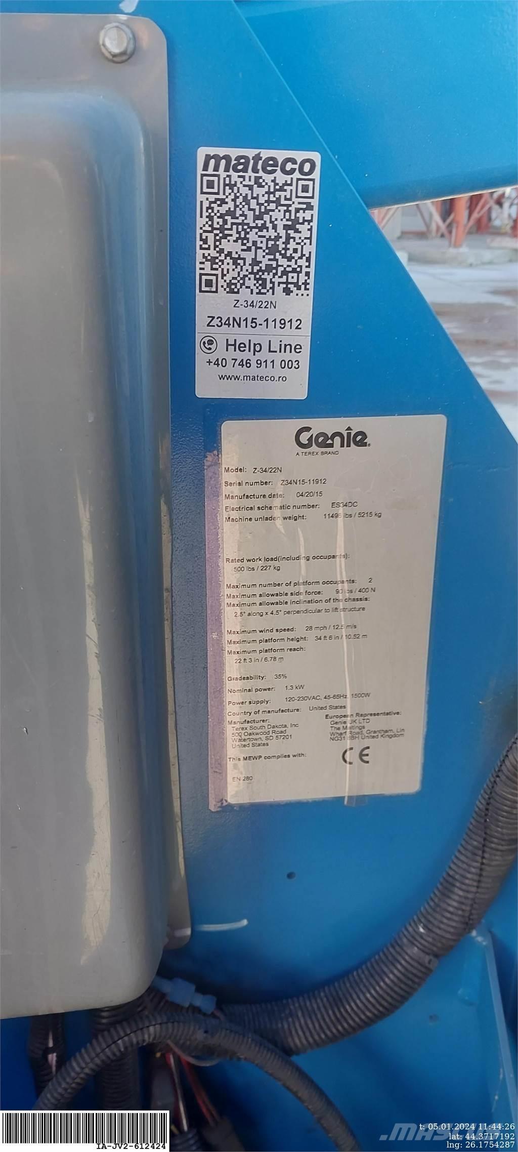 Genie Z-34/22N Iseliikuvad poomtõstukid